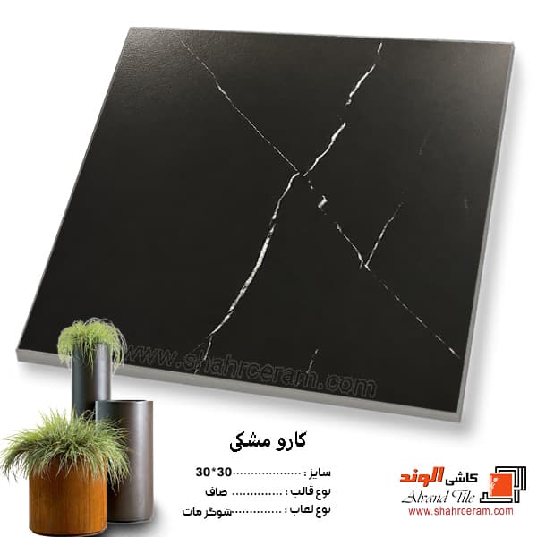سرامیک کف سرویس کارو مشکی 30*30 کاشی الوند