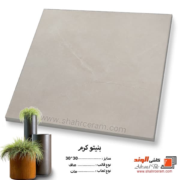 سرامیک کف سرویس بنیتو کرم 30*30 کاشی الوند
