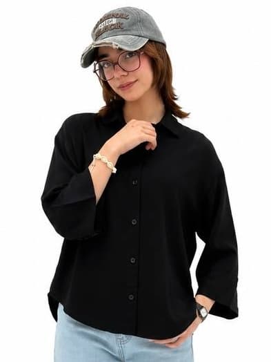 شومیز سیلک باکسی مشکی