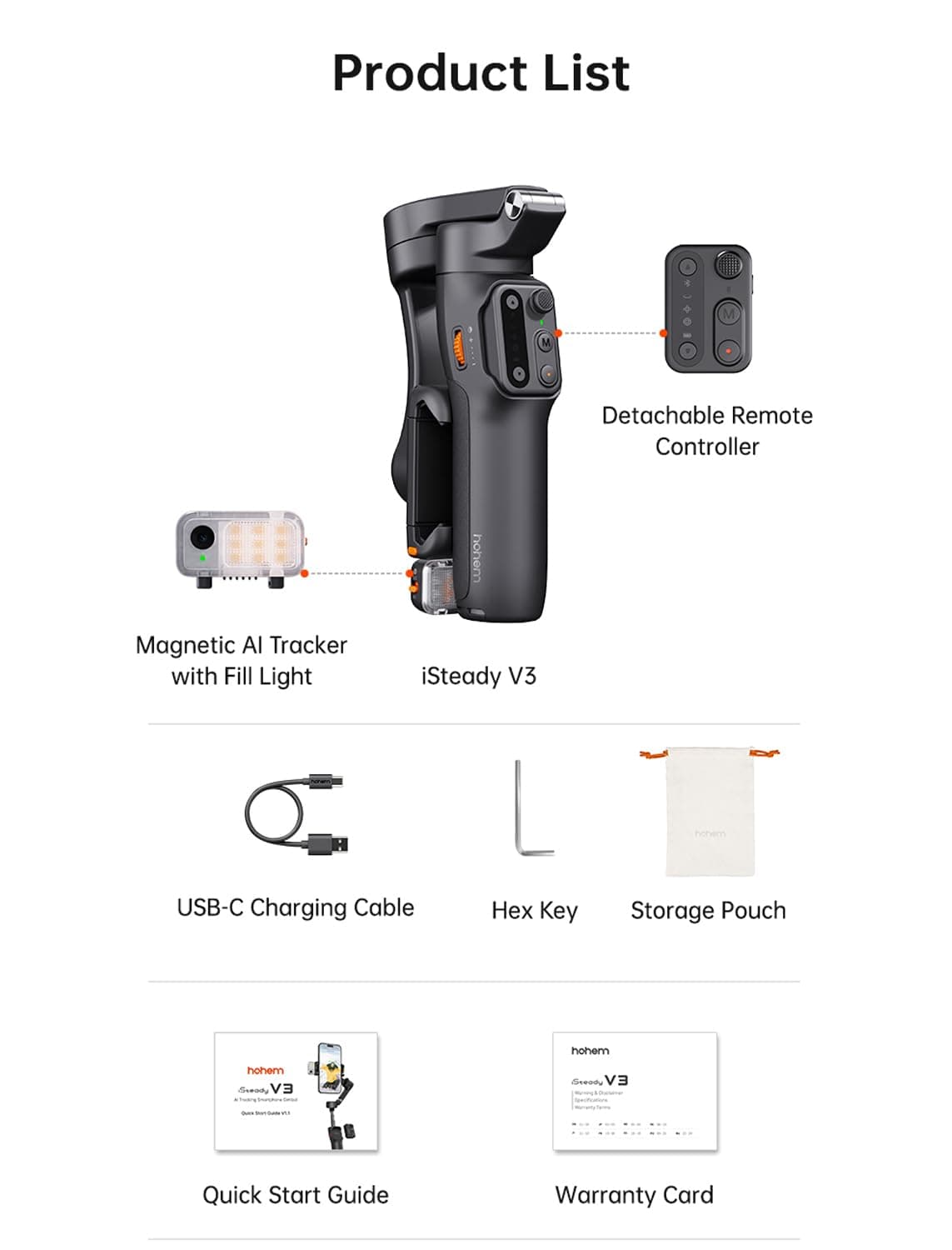 گیمبال سه‌محوره هوهم مدل iSteady V3 | تثبیت حرفه‌ای ویدیو با ردیابی هوش مصنوعی — تصویر ۲