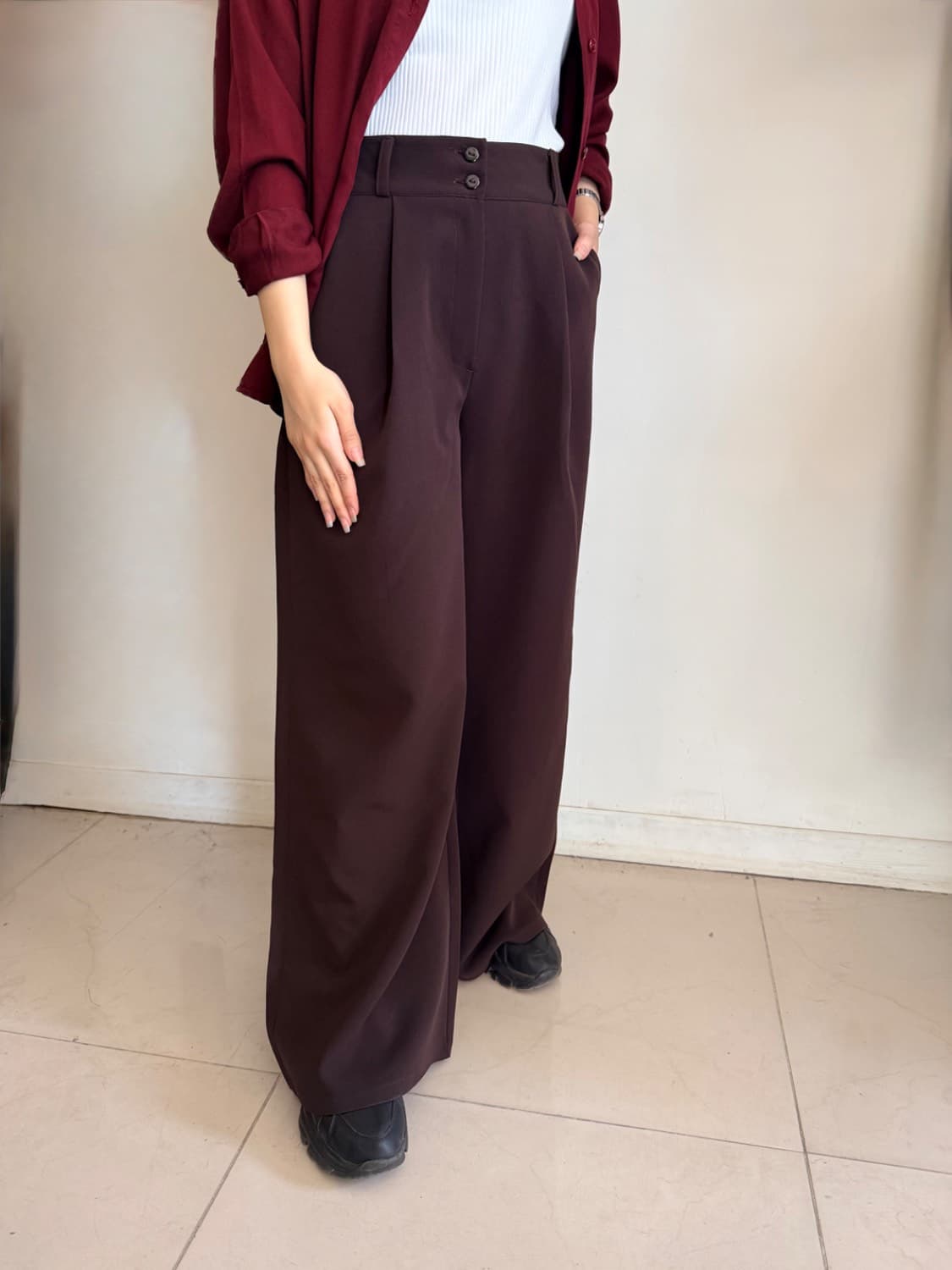شلوار فول بگ مازراتی زنانه شکلاتی