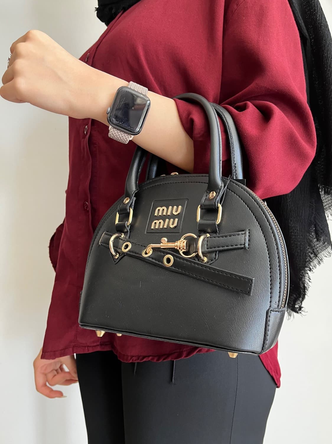 کیف زنانه هلالی MIU MIU دوشی و دستی مشکی