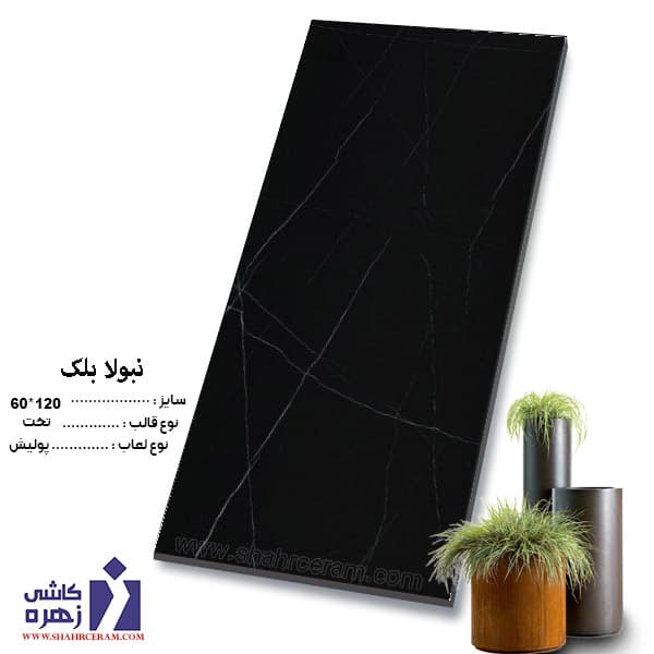 سرامیک مشکی پولیشی نبولا بلک 120*60 کاشی زهره — تصویر ۴