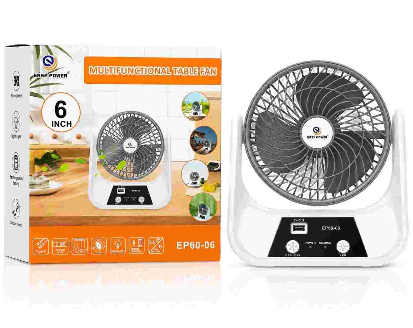 پنکه رومیزی EASY POWER مدل EP-606 خورشیدی — تصویر ۳
