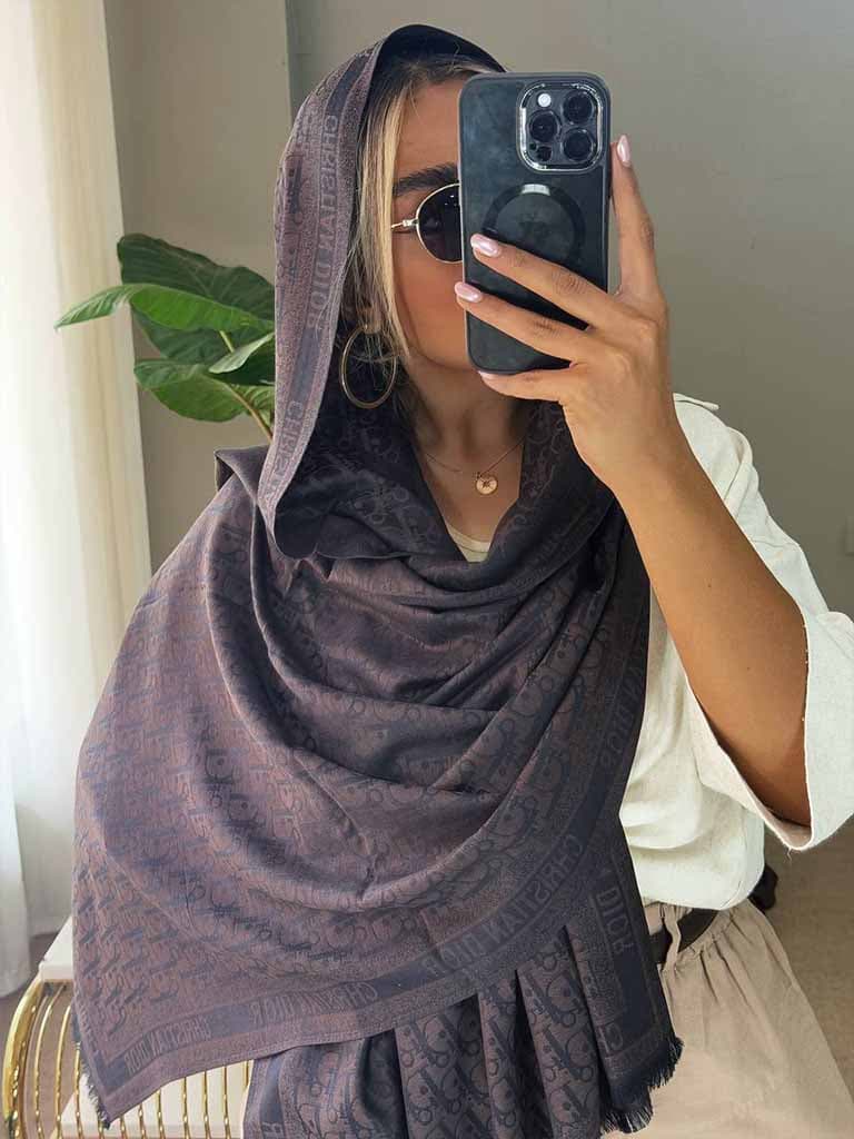 شال کشمیر قهوه‌ای شکلاتی کد 3150 — تصویر ۵