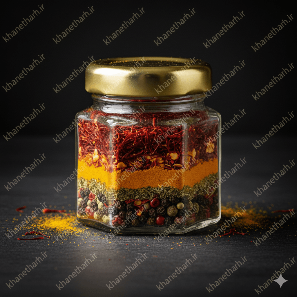 شیشه زعفران شش گوش شیشه ای | درب فلزی | ۱۲۰ عددی