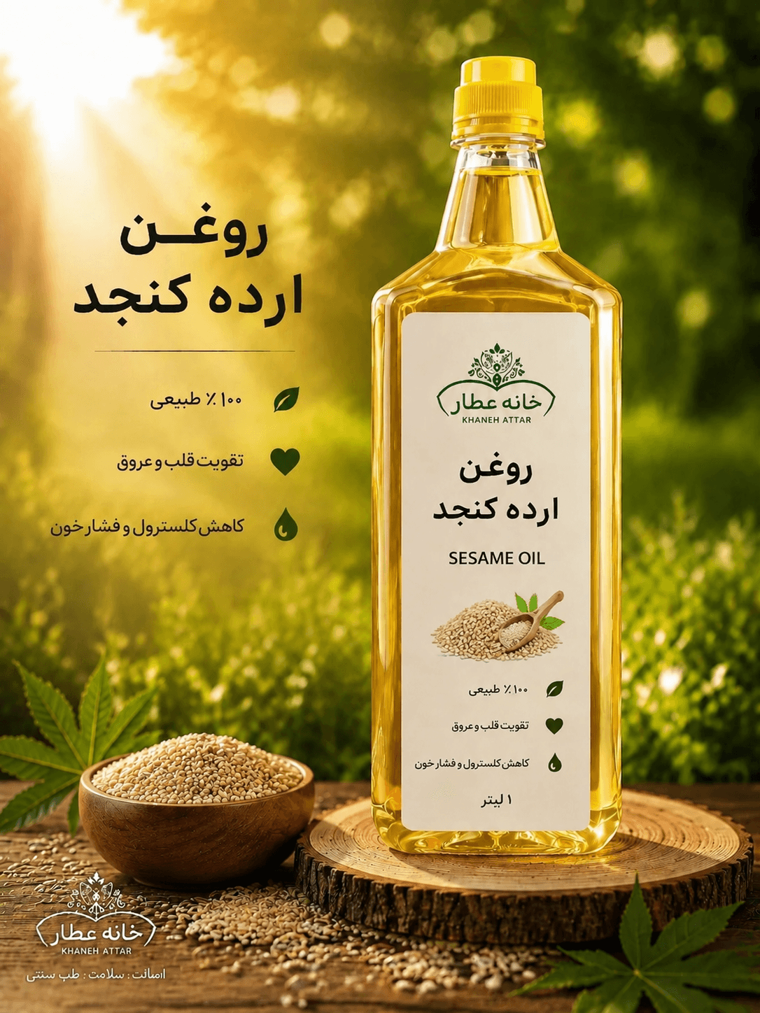 روغن ارده کنجدخالص (۲ لیتری) بضمانت مرجوعی