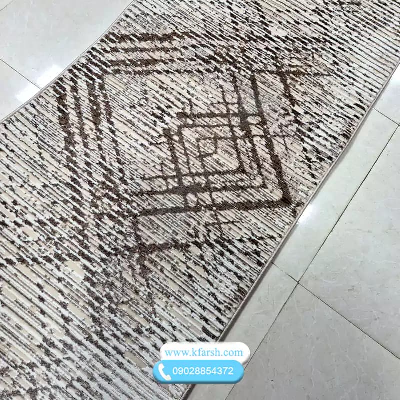 فرش کناره کرم بژ فانتزی وینتیج