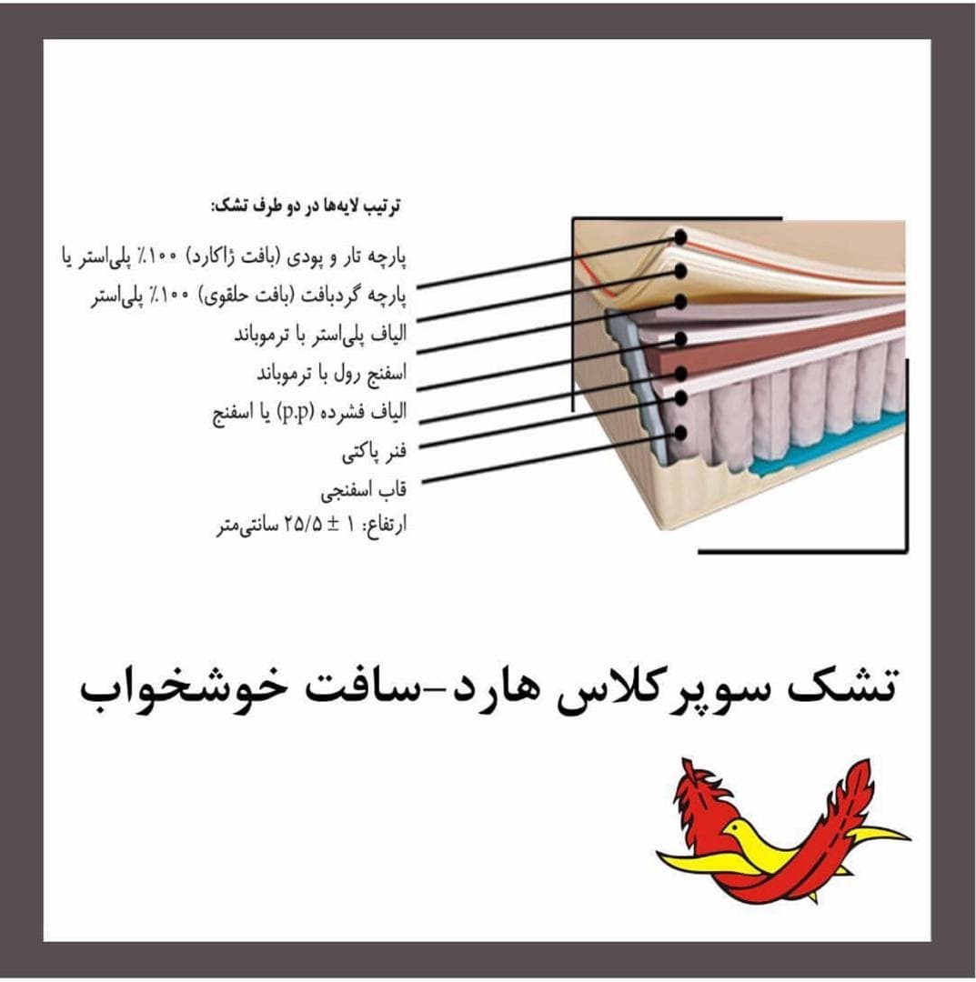 تشک خوشخواب مدل سوپر کلاس هارد عرض 160 — تصویر ۲