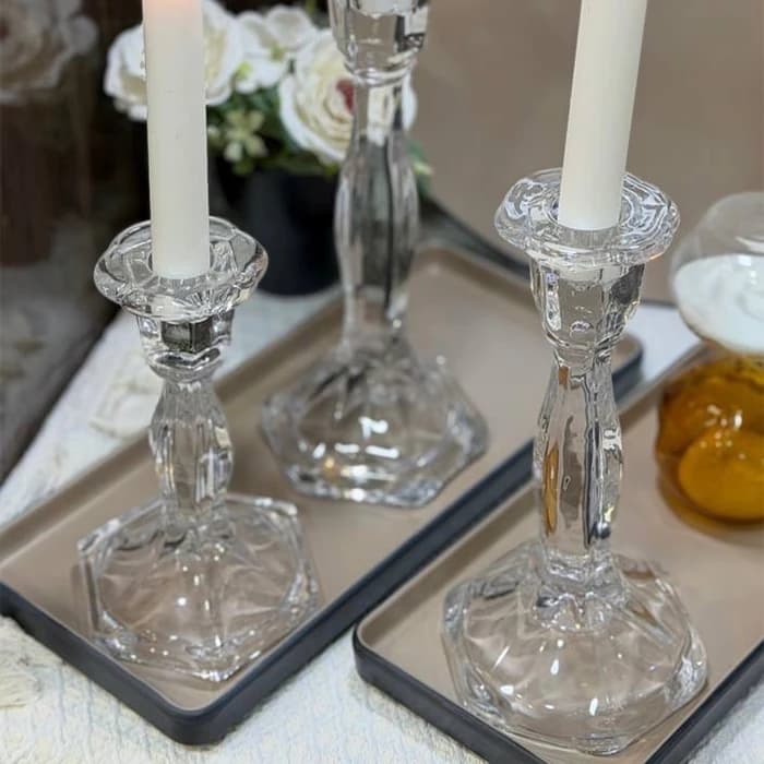 جا شمعی کریستالی پایه‌دار