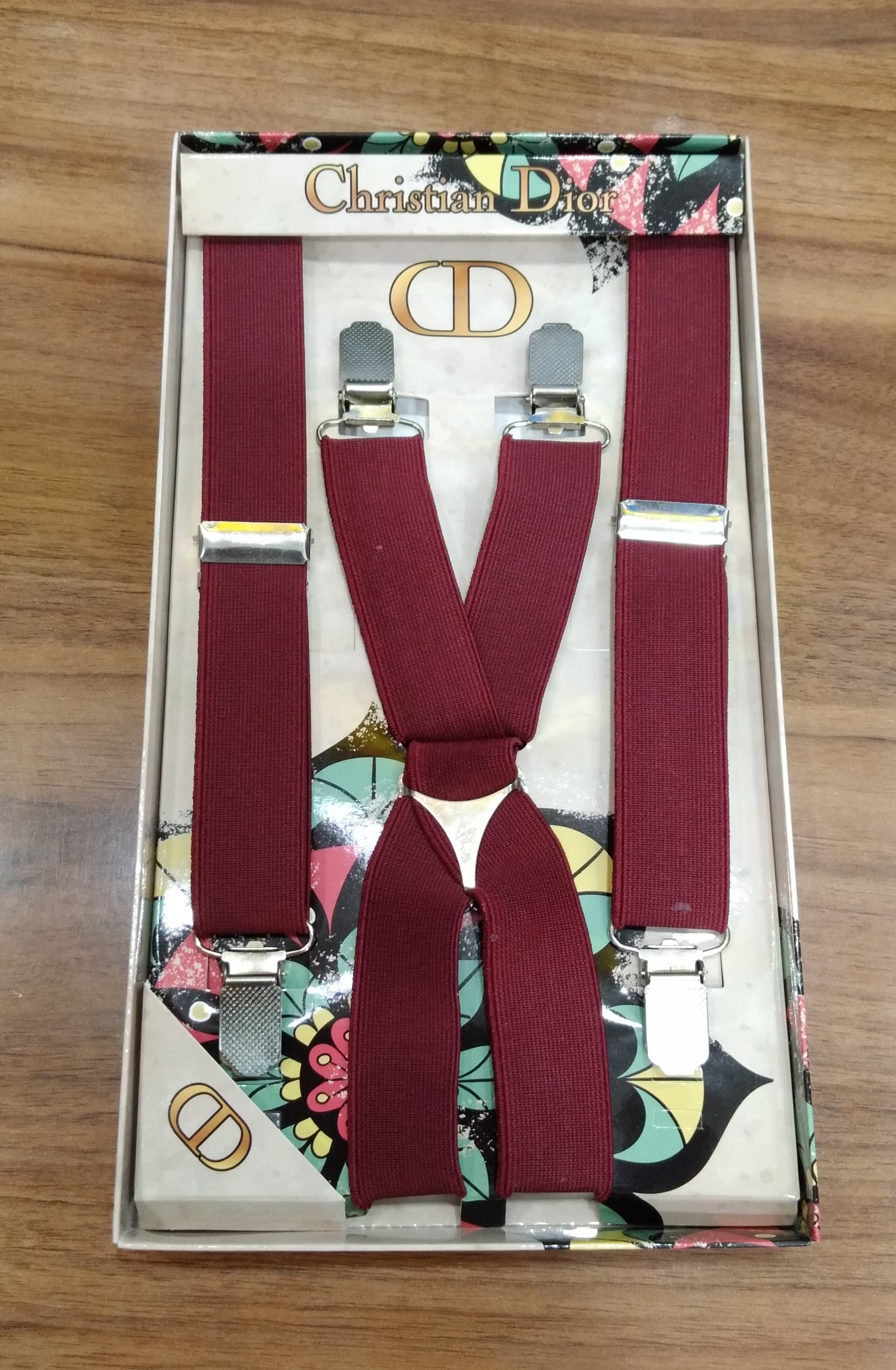 ساسبند مردانه ۴ گیره رنگ زرشکی