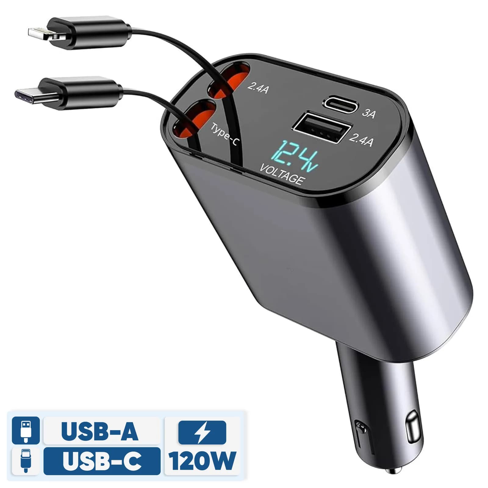 شارژر فندکی 120 وات مدل 4IN1 — تصویر ۲