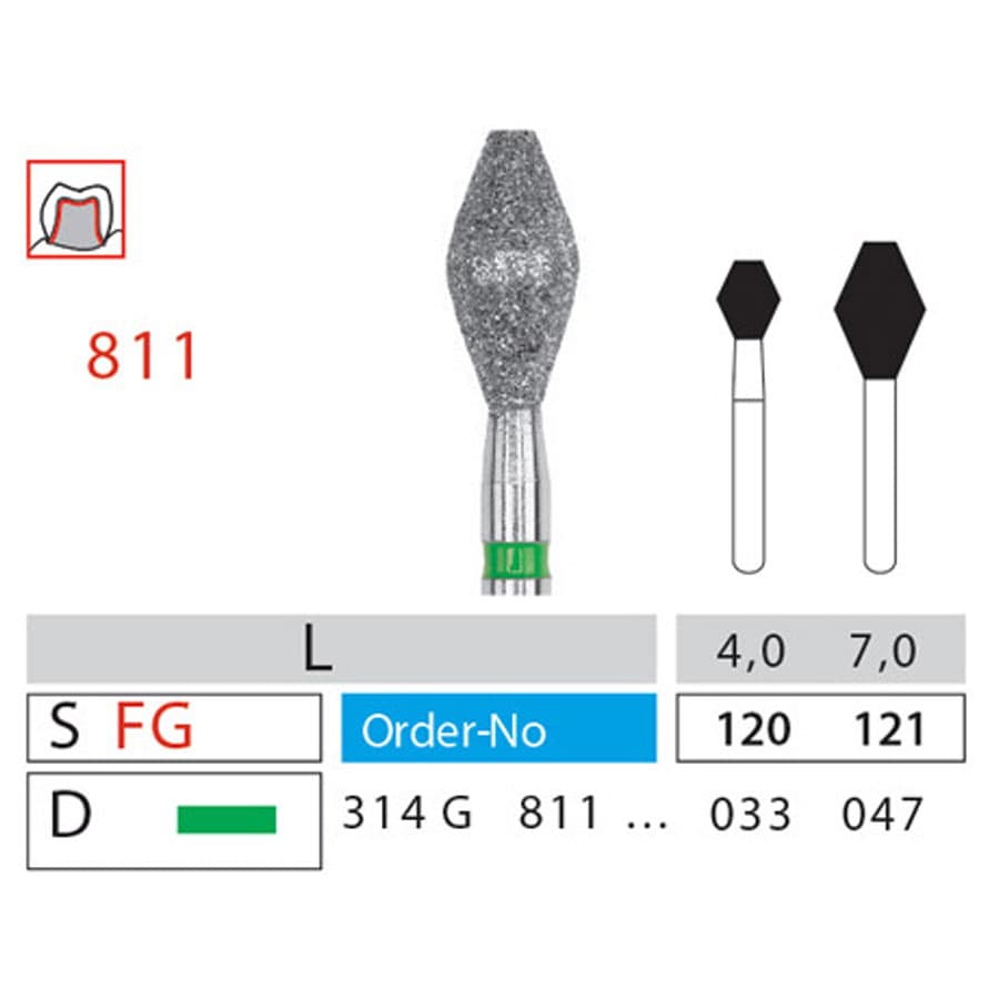 فرز بشکه ای الماسه توربین دنتالیس | Dentalis سایز 811 — تصویر ۲
