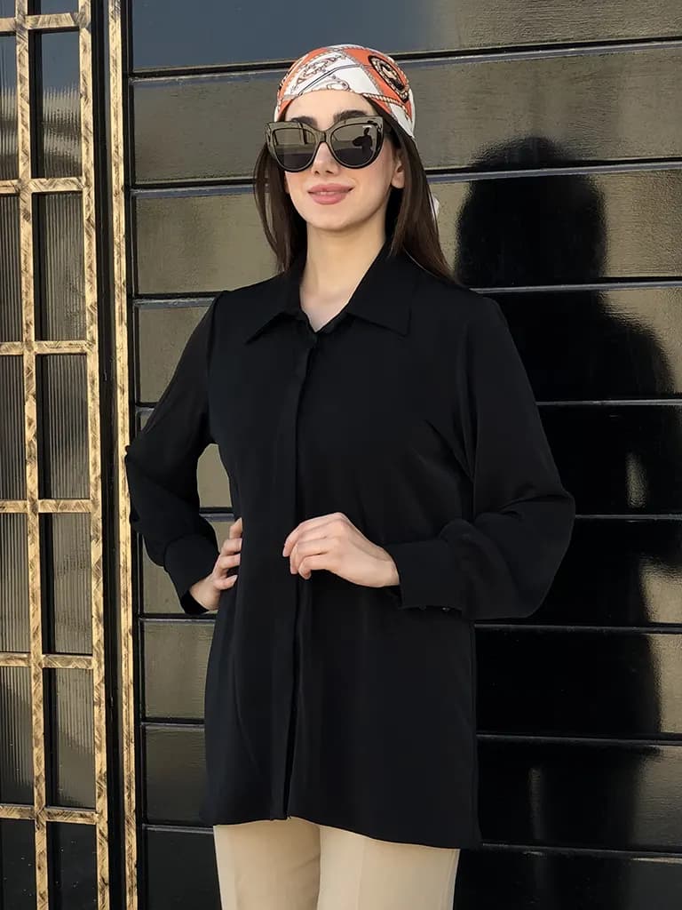 شومیز زنانه مشکی جنس الیزه