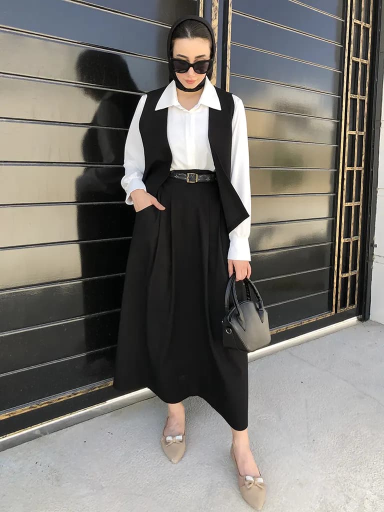 جلیقه دامن زنانه لینن مدل آوا