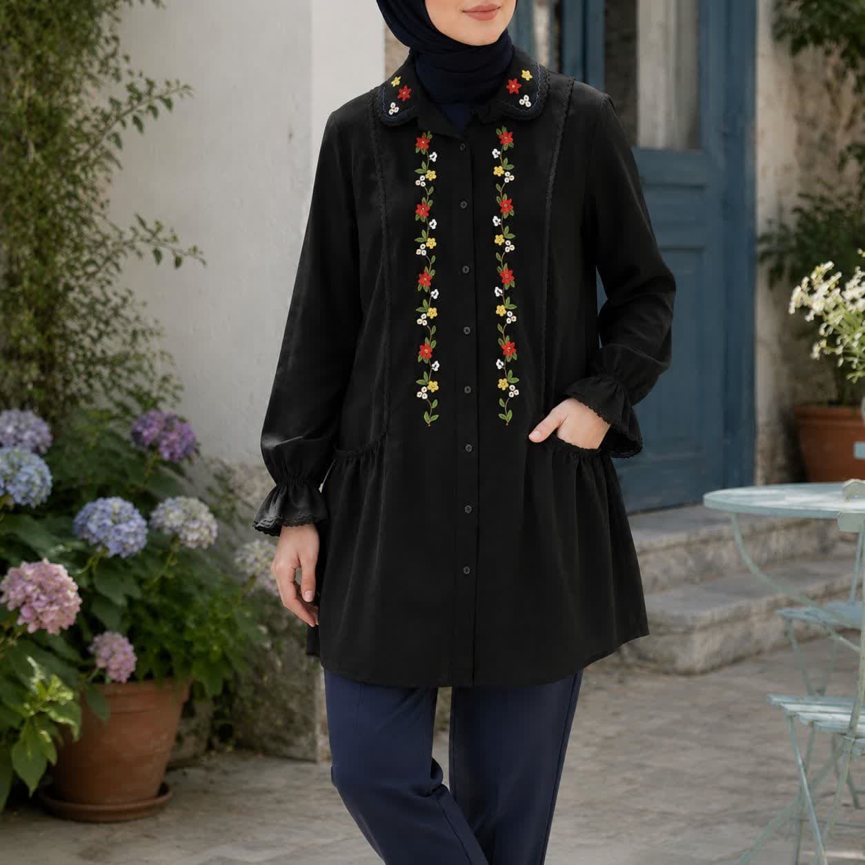 مانتو نخی دکمه دار مرسده