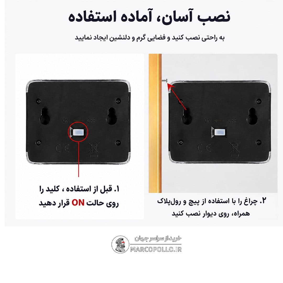 چراغ خورشیدی دوطرفه دیواری — تصویر ۳