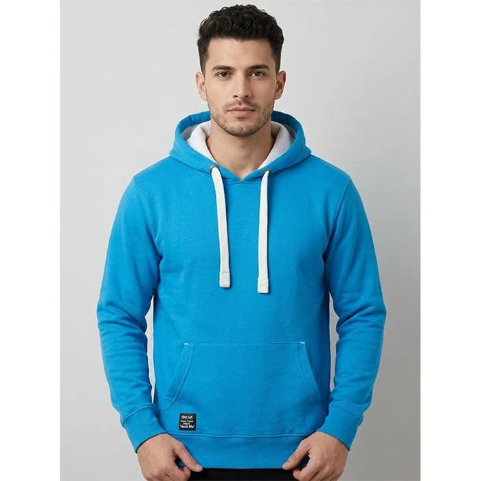 هودی یونیسکس cotton آبی روشن قواره نسبتاً آزاد کد 88 - معروفی استور