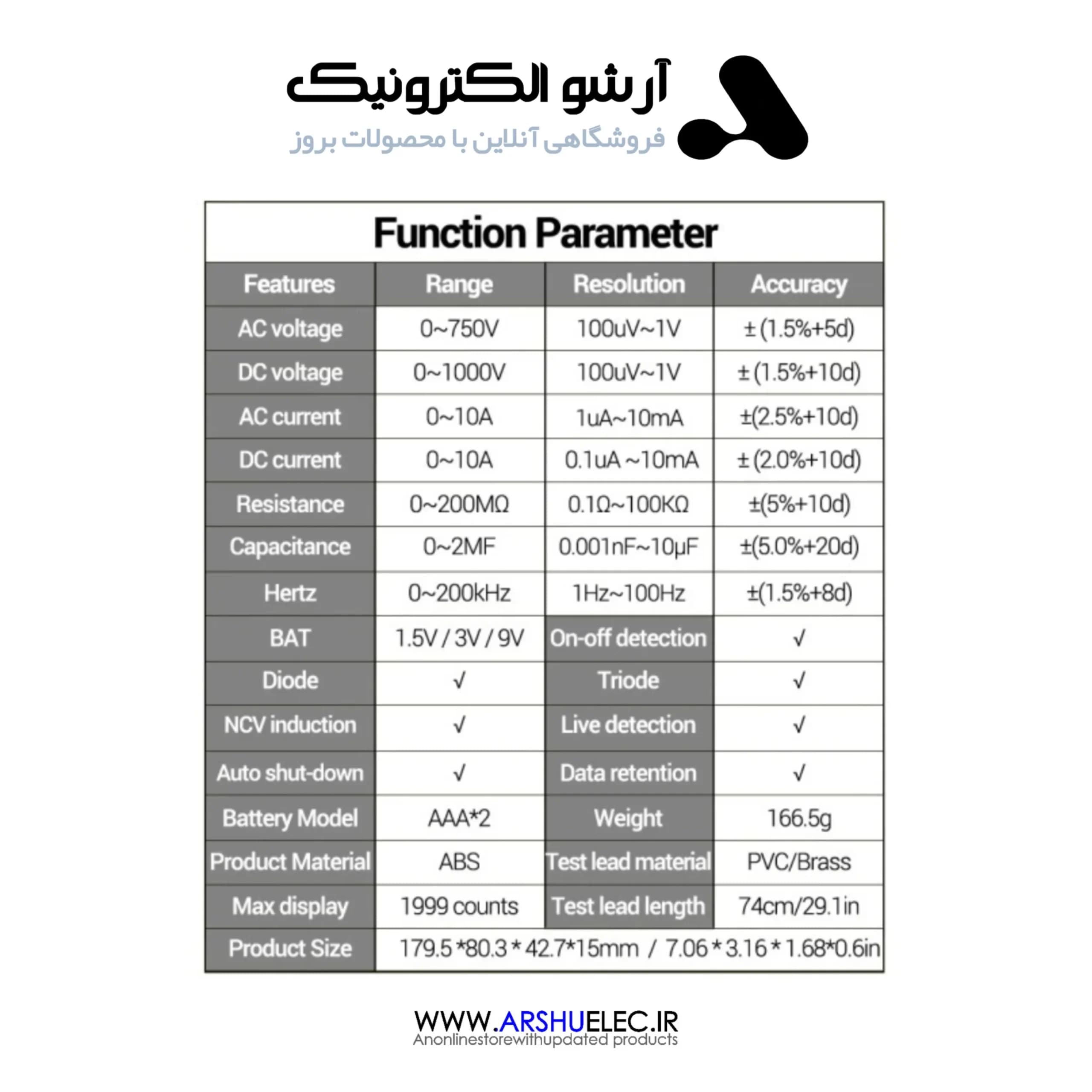 مولتی متر دیجیتال آننگ مدل SZ08 — تصویر ۶