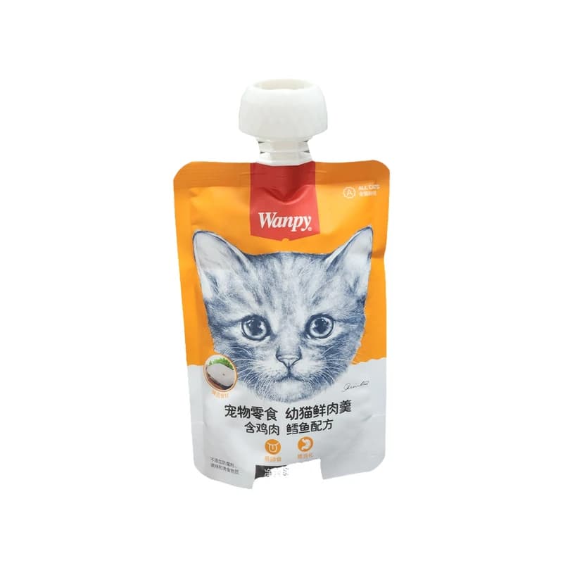 پودینگ گربه ونپی با طعم مرغ و ماهی کاد | پودینگ ونپی نارنجی چینی نویس — تصویر ۲