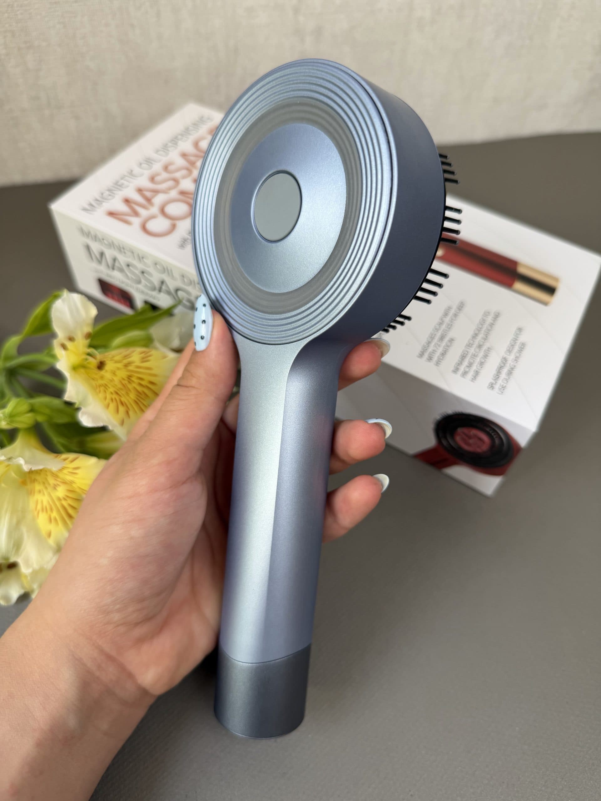 شانه ماساژور شارژی وارداتی اورجینال اسکالپ مدل XC-901 | ماساژ پوست سر و روغن تراپی همزمان — تصویر ۴
