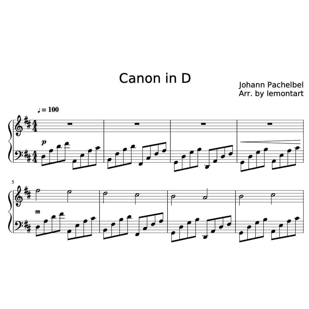 نت پیانو Canon in D اثر Johann Pachelbel | ملوداکس