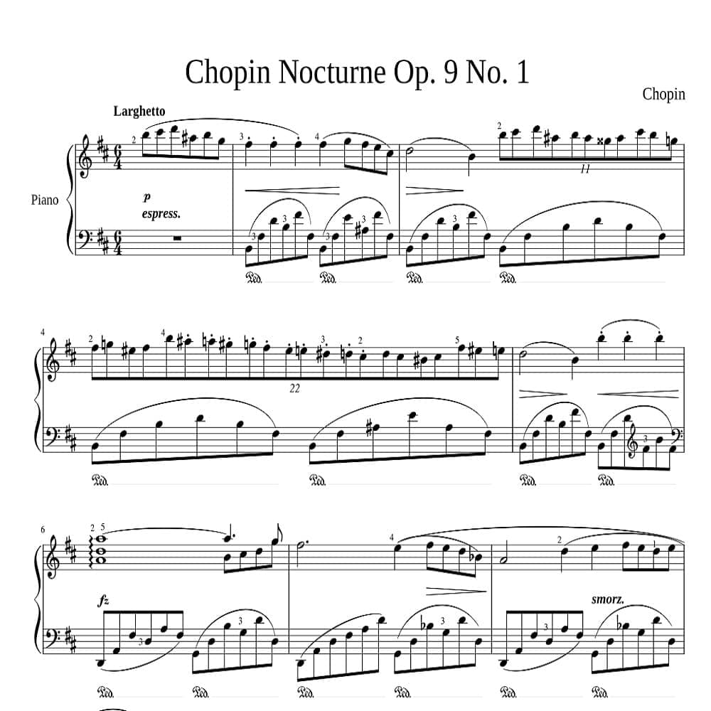 نت Nocturne Op.9 N.1 اثر chopin نسخه آسان | ملوداکس