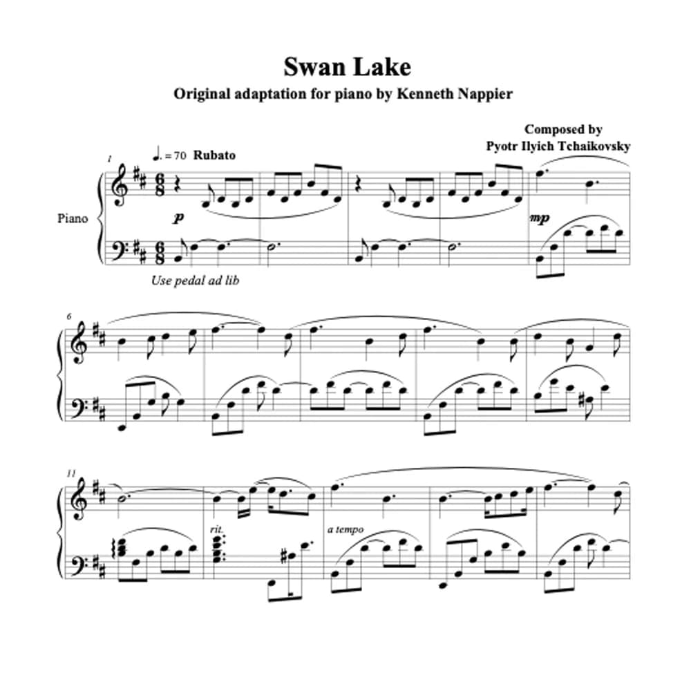نت پیانو Swan lake اثر Tchaikovsky | ملوداکس