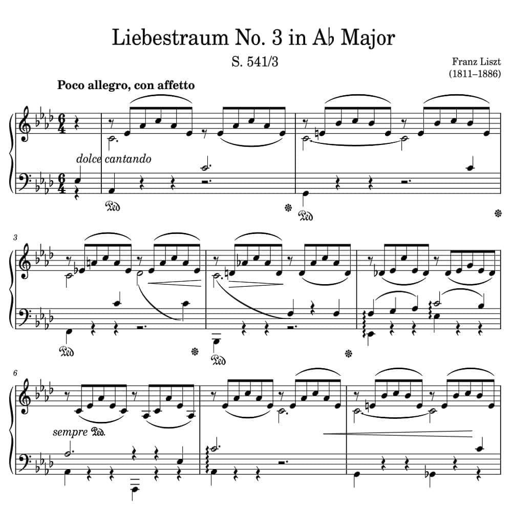نت پیانو 3.Liebestraum N اثر Franz Liszt | ملوداکس
