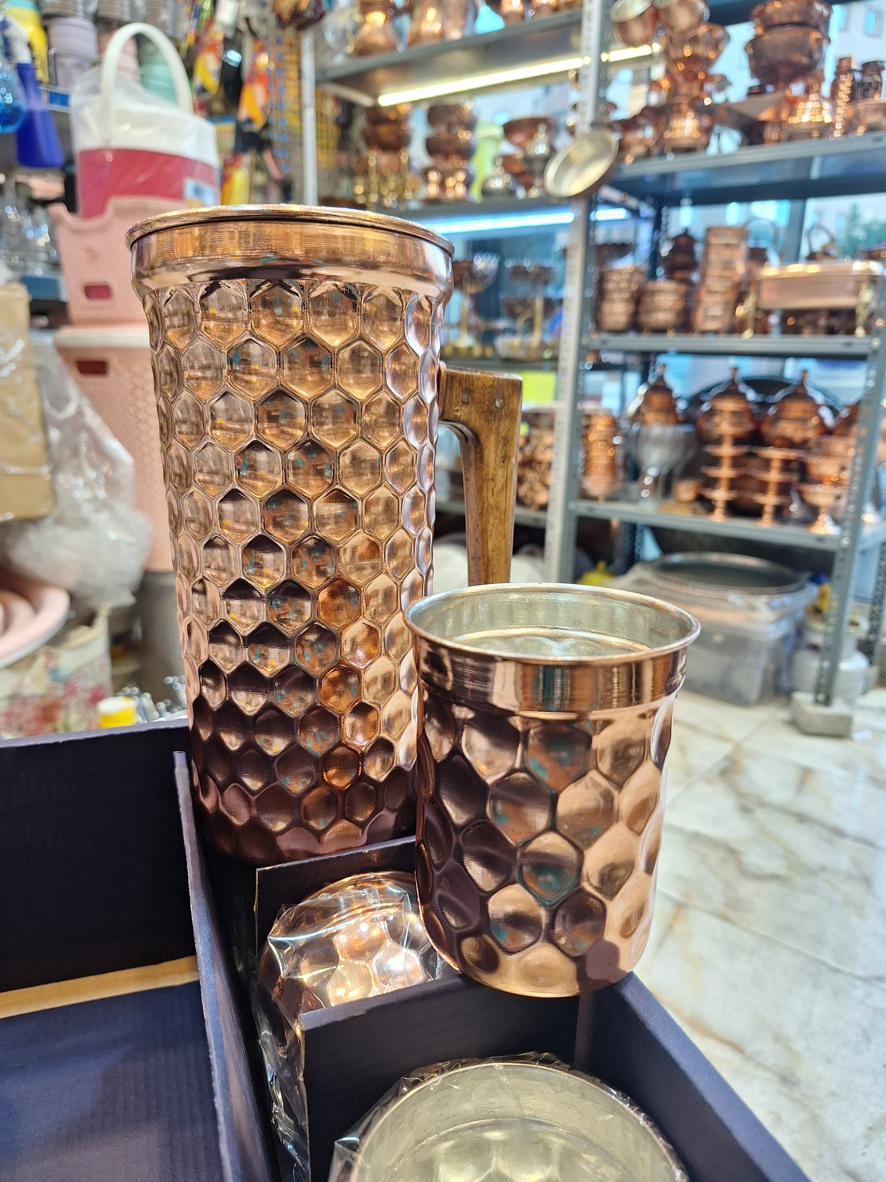ست پارچ و لیوان مسی سه بعدی