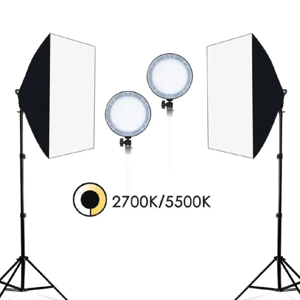 کیت دو شاخه نور پروژکتور 100 وات Diamond SMD Projector T019 Softbox Kit + دو سافت باکس 50×70 + دو پایه — تصویر ۲
