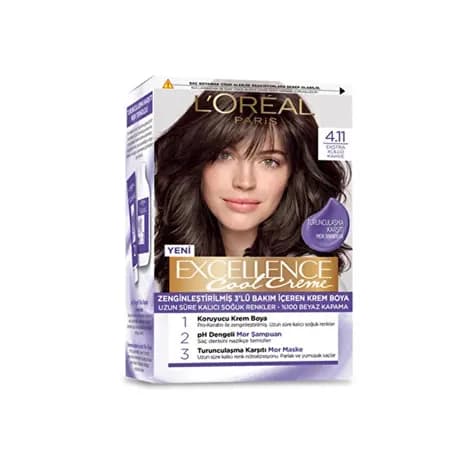 کیت رنگ مو قهوه ای خاکستری دودی شماره 4.11 لورال Loreal