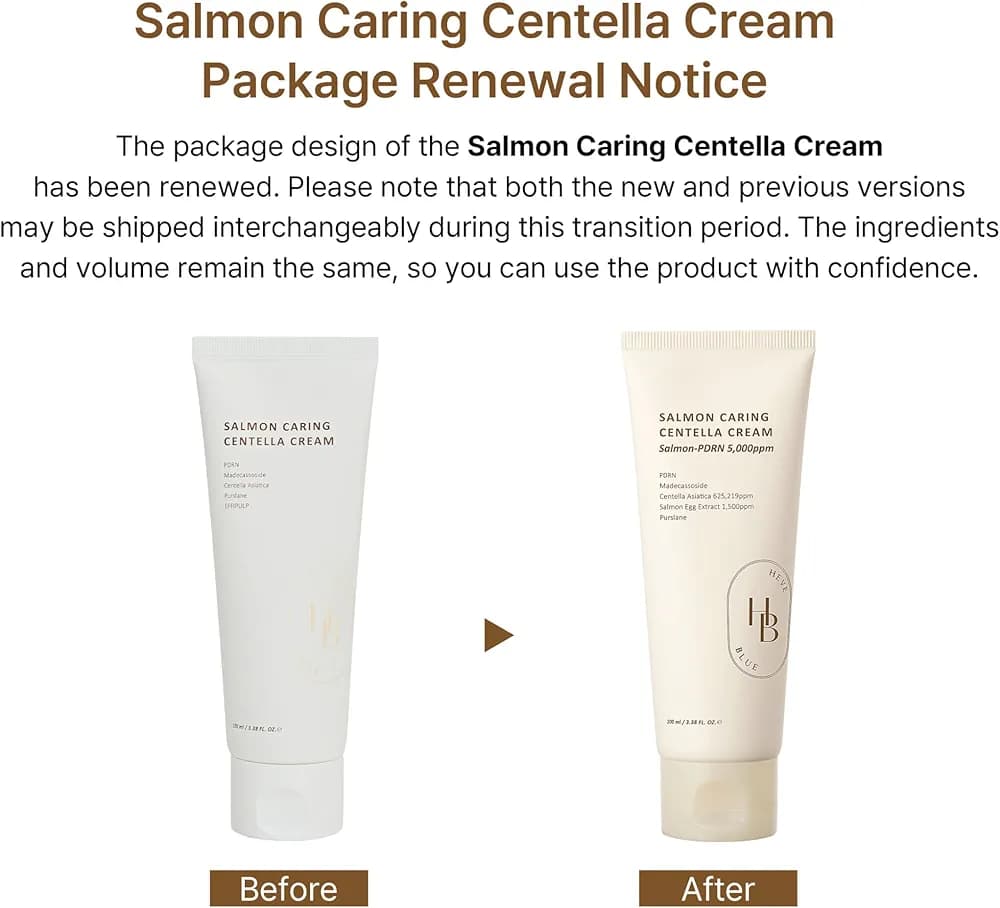 کرم مرطوب کننده سالمون هوبلو HEVEBLUE Salmon Caring Centella Cream 100ml | آبرسان و تسکین دهنده پوست — تصویر ۲