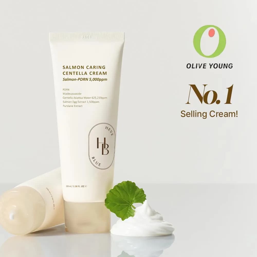 کرم مرطوب کننده سالمون هوبلو HEVEBLUE Salmon Caring Centella Cream 100ml | آبرسان و تسکین دهنده پوست — تصویر ۳