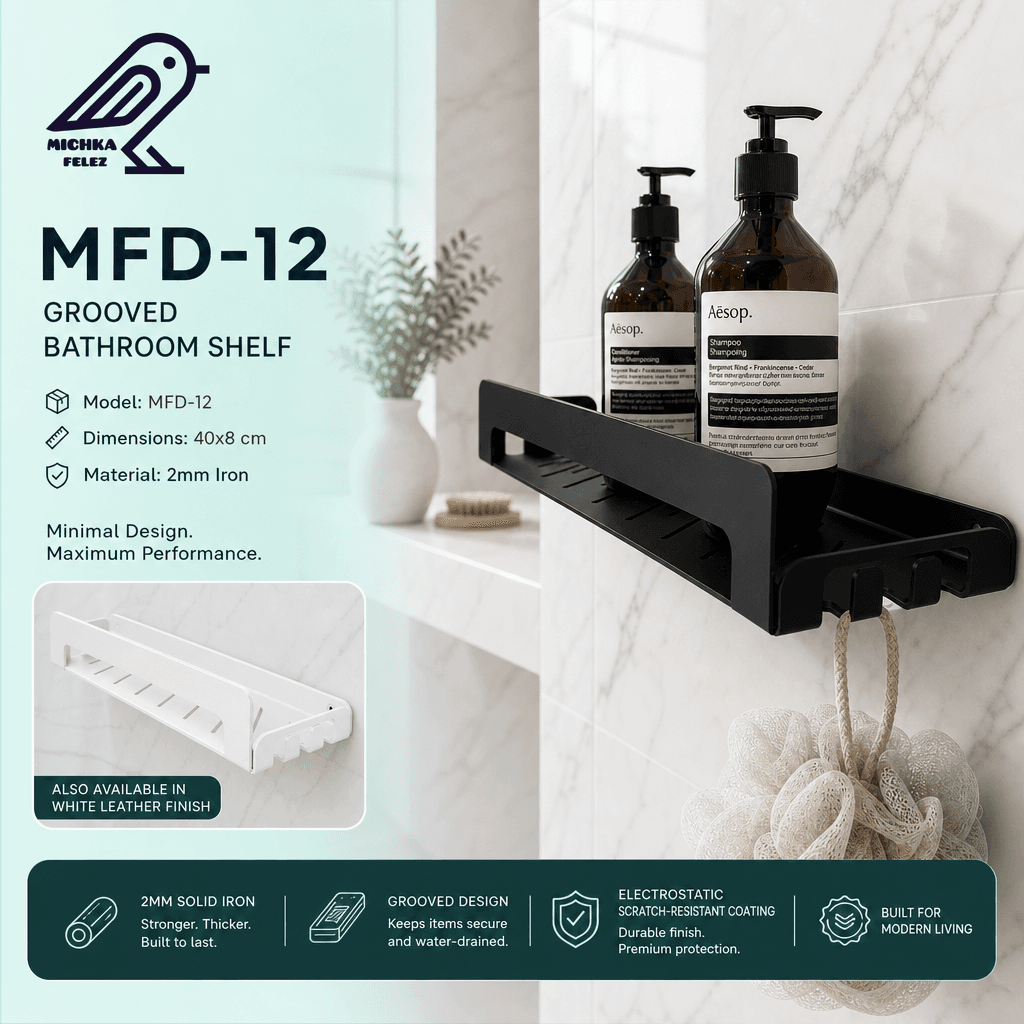 شلف شیاردار حمام میچکافلز مدل MFD12 فلزی با تحمل وزن بالا
