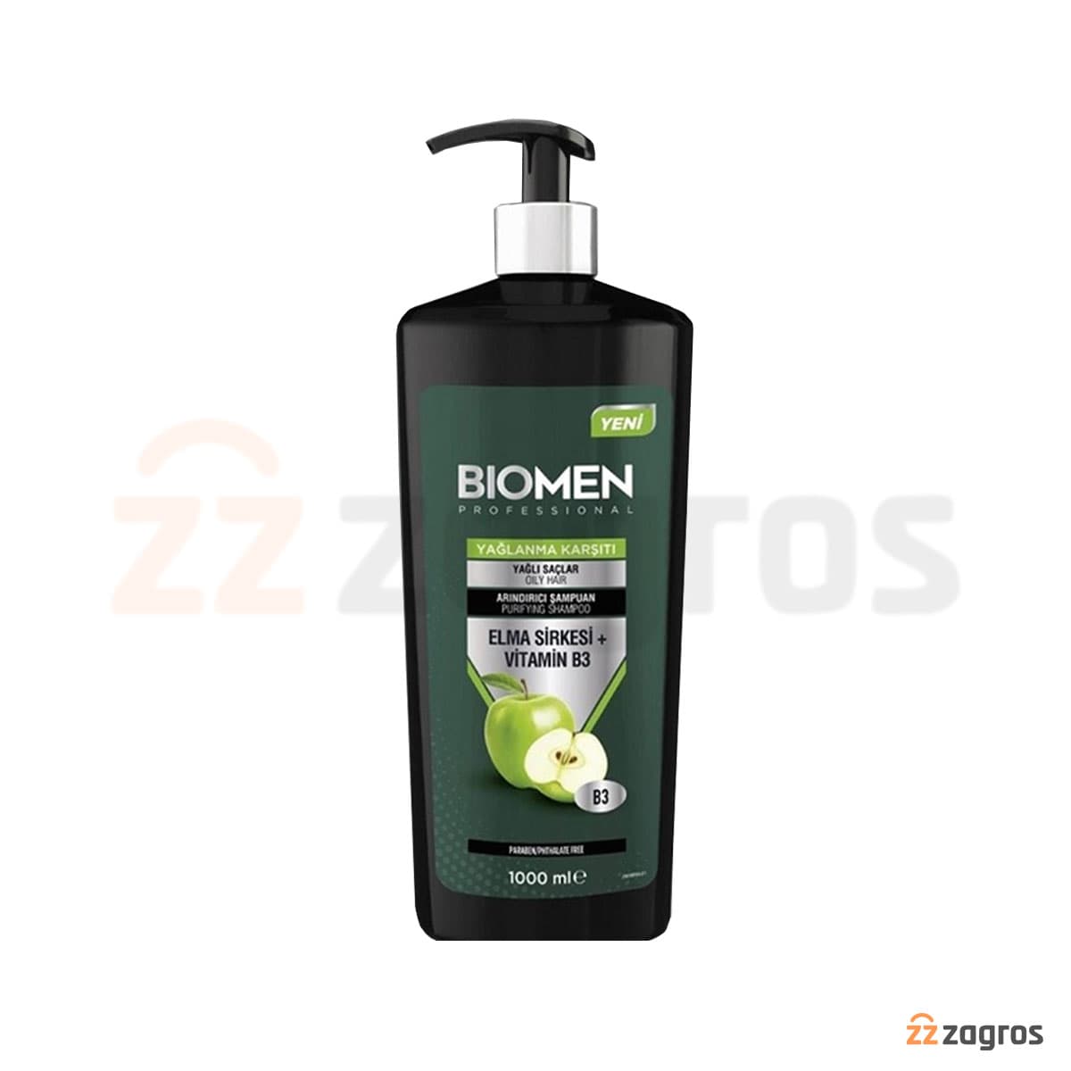 شامپو مخصوص موهای چرب حاوی سرکه سیب بیومن 1000 میل Biomen — تصویر ۳