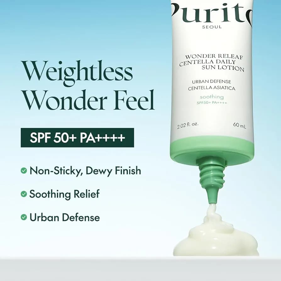 ضدآفتاب تسکین دهنده و مرطوب‌کننده سنتلا پیوریتو purito wonder releaf Centella daily sun lotion — تصویر ۲
