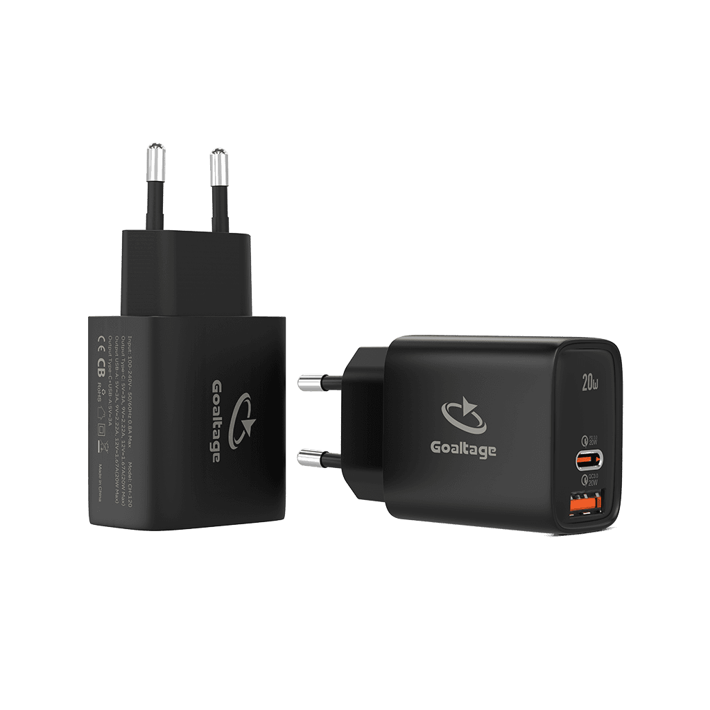 شارژر دیواری ۲۰ وات دو پورت گلتیج مدل Goaltage CH01 با قابلیت PD + Quick Charge و گارانتی ۶ ماهه