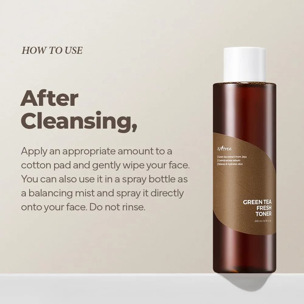 تونر چای سبز فرش ایزنتری | Green Tea Fresh Toner | کنترل چربی و تسکین پوست — تصویر ۶