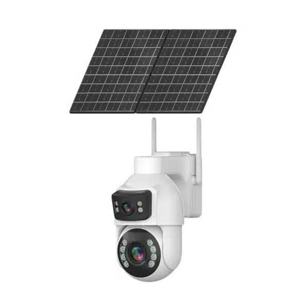 دوربین مداربسته سیمکارتی ۲ لنز ۲0x زوم با پنل خورشیدی اصل با گارانتی