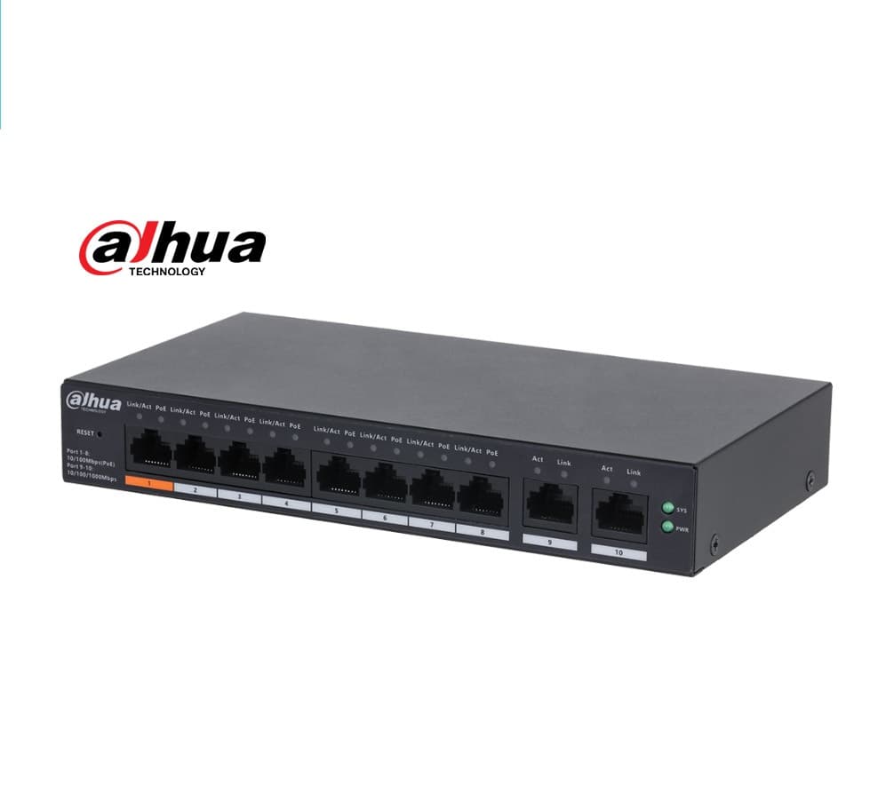 سوئیچ ۸ پورت داهوا تمام گیگ مدل DAHUA-CS4010-8GT-60 گارانتی اصلی صنعت امن