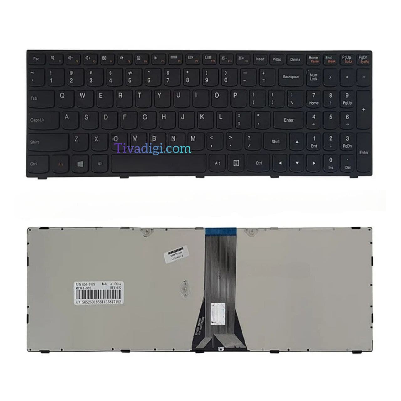 کیبورد لپ تاپ لنوو IdeaPad G50-70 مشکی-بدون بک لایت-با فریم — تصویر ۲