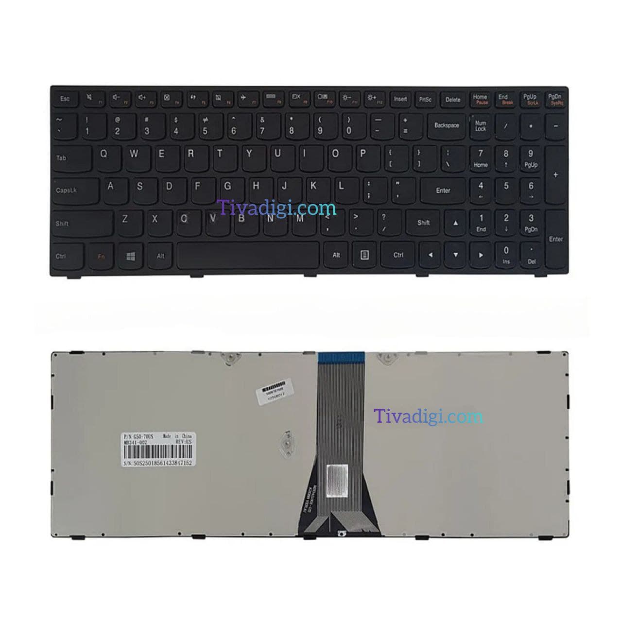 کیبورد لپ تاپ لنوو IdeaPad G50-70 مشکی-بدون بک لایت-با فریم