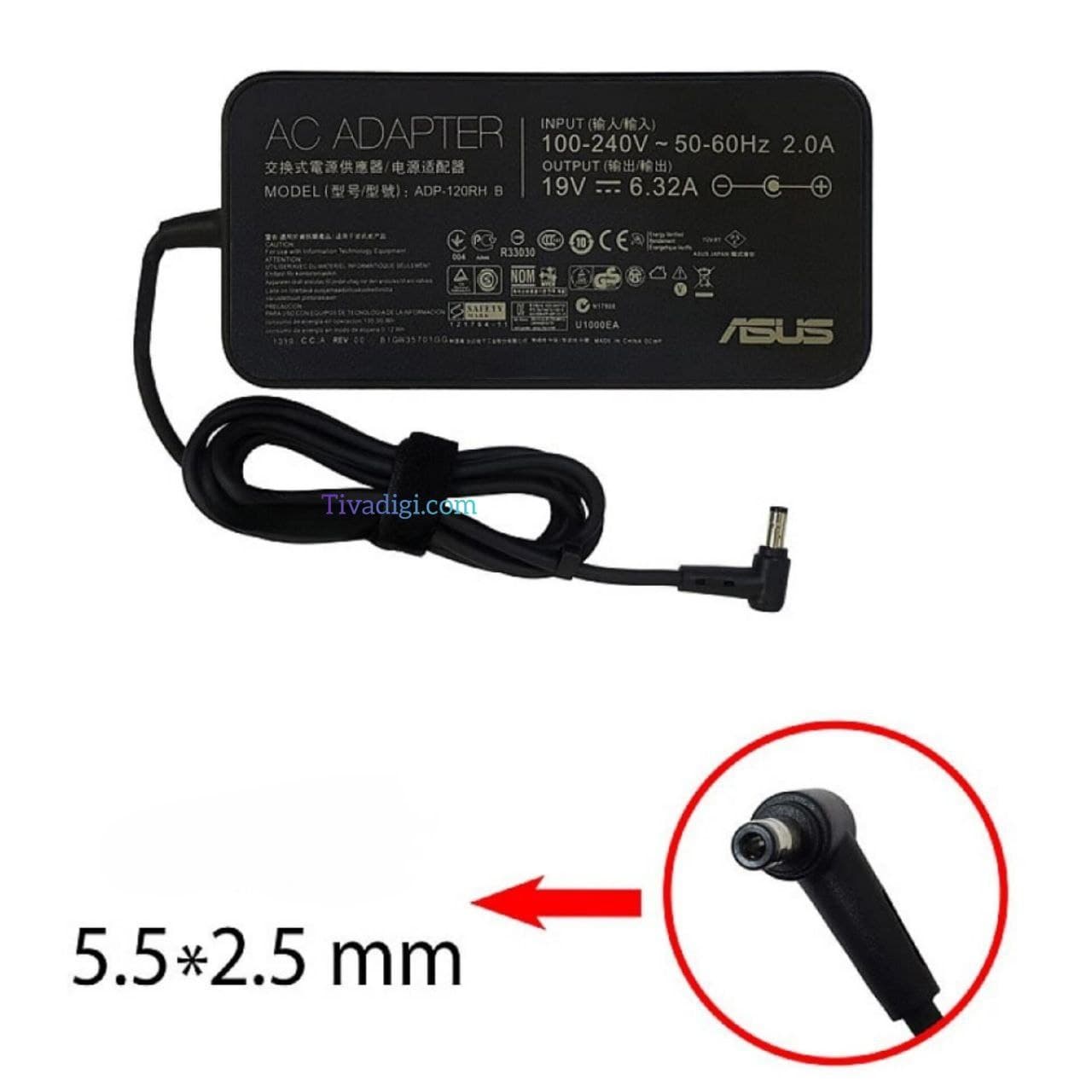 آداپتور لپ تاپ ایسوس 19V 6.3A Slim-Tiva Plus