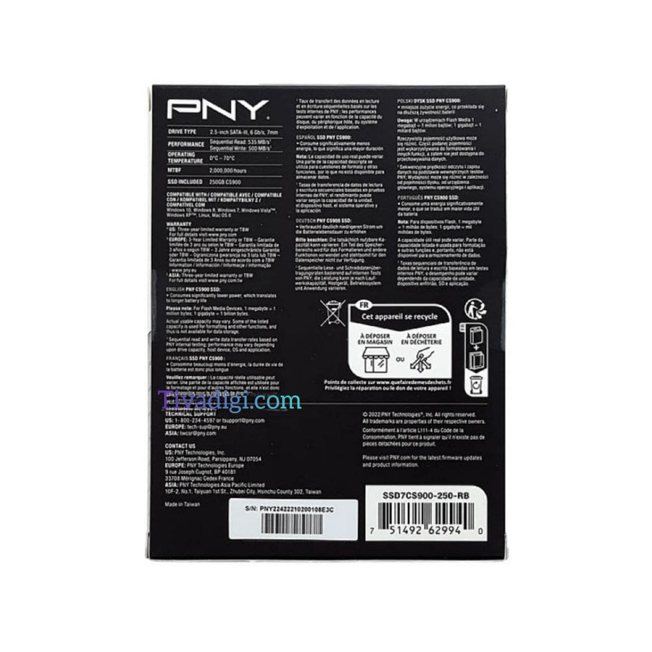 هارد SSD لپ تاپ 500 گیگابایت PNY Sata 2.5Inch CS900 گارانتی آواژنگ — تصویر ۹