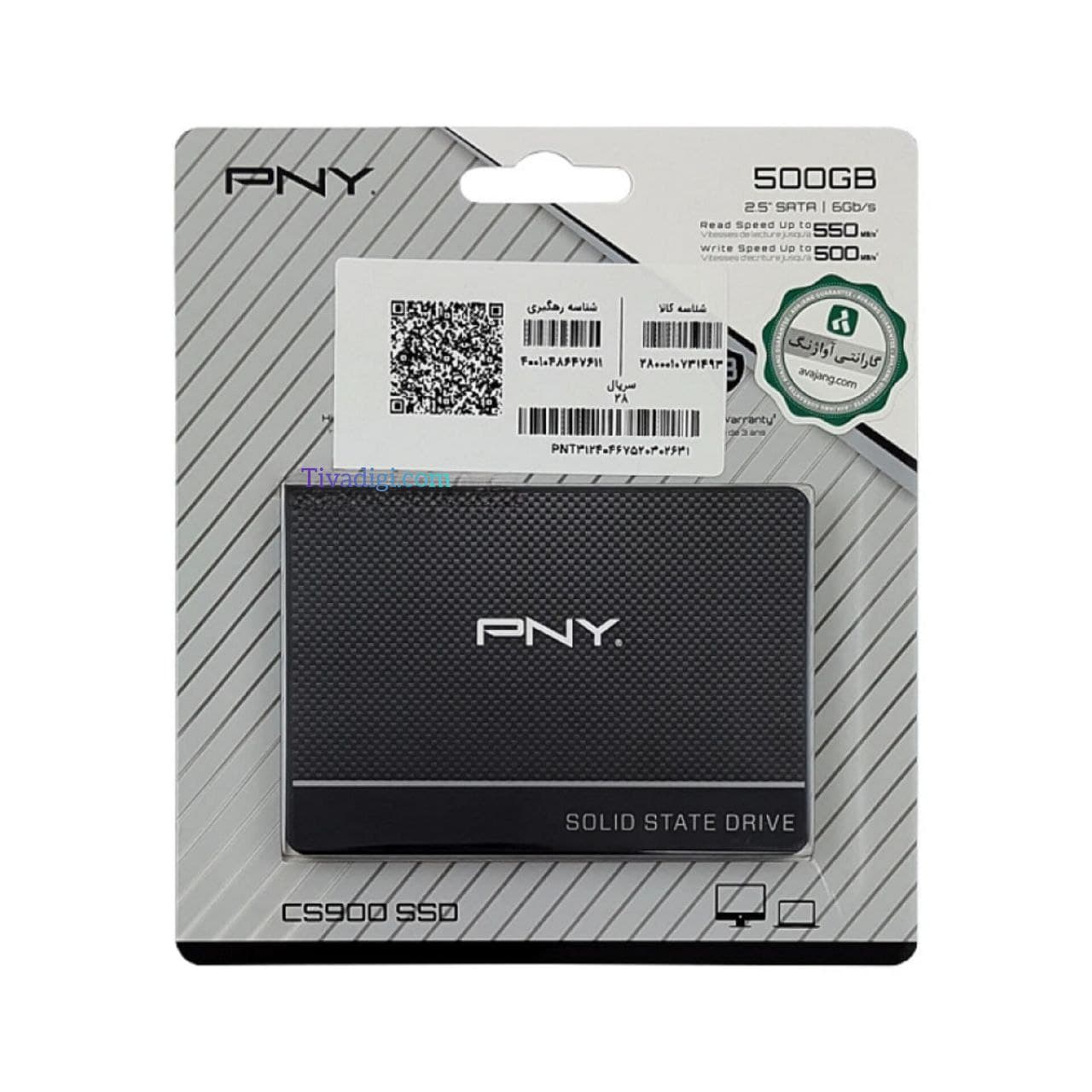 هارد SSD لپ تاپ 500 گیگابایت PNY Sata 2.5Inch CS900 گارانتی آواژنگ
