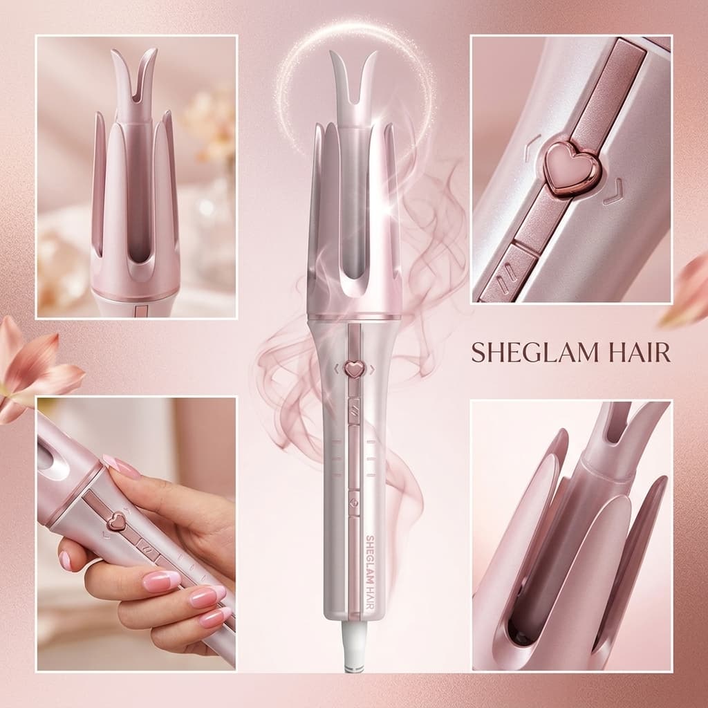 دستگاه فر کننده و کرلی مو صورتی شیگلم (SHEGLAM) – سایز 25 میلی‌متر