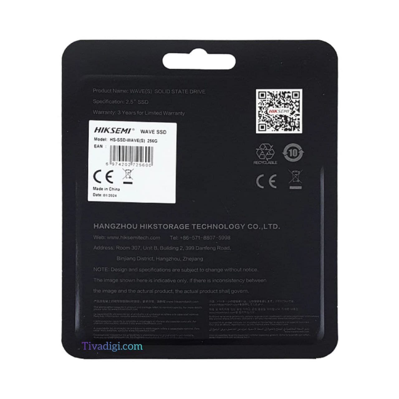 هارد SSD لپ تاپ 256 گیگابایت Hiksemi Sata 2.5Inch Wave گارانتی آونگ — تصویر ۲