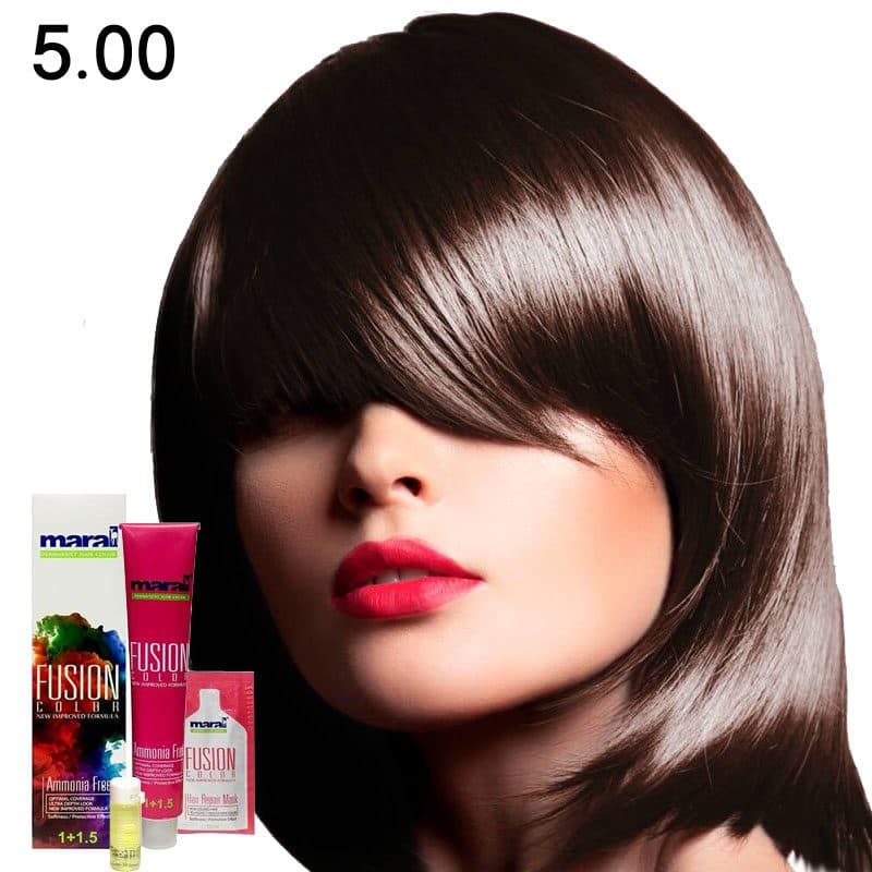 رنگ مو بدون آمونیاک فیوژن کالر مارال رنگ5.00قهوه ای روشن اکستراINtense Light Brown حجم 100 میلی لیتر — تصویر ۳