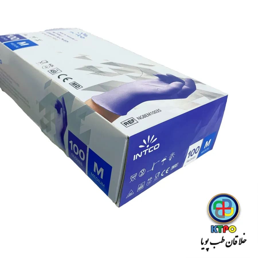 دستکش نیتریل آبی intco چین — تصویر ۳